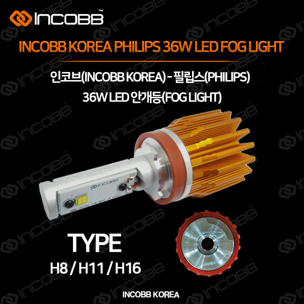 인코브(INCOBB KOREA) 필립스(PHILIPS) 36W LED 안개등(FOG LIGHT) H8 H11 H16