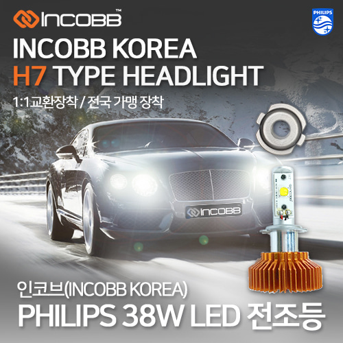인코브(INCOBB KOREA) 필립스(PHILIPS) 38W LED 전조등(HEADLIGHT) H7