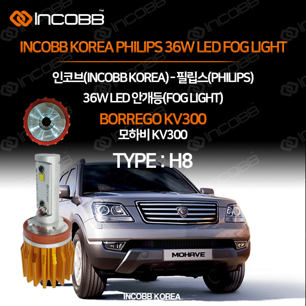 인코브(INCOBB KOREA) 모하비 KV300(BORREGO KV300) 필립스(PHILIPS) 36W LED 안개등(FOG LIGHT) H8